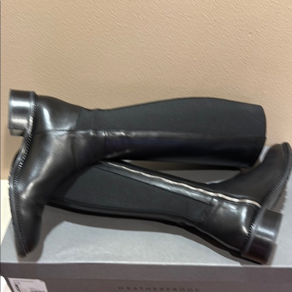 Aquatalia Ocala Italian Leather Weatherproof Elegant Black Riding Boots - Picture 5 of 14